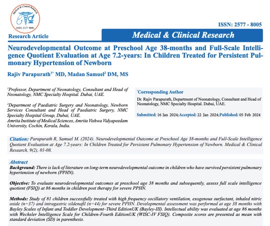 Neurodevelopmental Outcome at Preschool Age 38-months